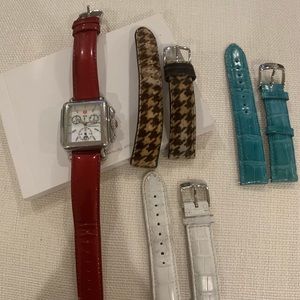 Michele watch with 3 extra bands